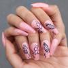imageBABALAL Coffin Press on Nails 24Pcs Blue Fake Nails Long False Nails Glossy Acrylic Nail Tips for Women and GirlsNAILU06