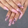 imageBABALAL Coffin Press on Nails 24Pcs Blue Fake Nails Long False Nails Glossy Acrylic Nail Tips for Women and GirlsNAILU06