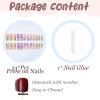 imageBABALAL Coffin Press on Nails Long Fake Nails Glossy Glue Nails Brown Fall Acrylic Nails Ballerina Manicure Stick on False Nails for Women and GirlsO05purple