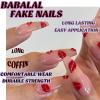 imageBABALAL Coffin Press on Nails Long Fake Nails Glossy Glue Nails Brown Fall Acrylic Nails Ballerina Manicure Stick on False Nails for Women and GirlsO09lips