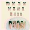 imageBABALAL Coffin Press on Nails Long Fake Nails Glossy Glue Nails Brown Fall Acrylic Nails Ballerina Manicure Stick on False Nails for Women and GirlsO05green