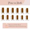imageBABALAL Coffin Press on Nails Long Fake Nails Glossy Glue Nails Brown Fall Acrylic Nails Ballerina Manicure Stick on False Nails for Women and GirlsO105