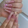 imageBABALAL Coffin Press on Nails Long Fake Nails Glossy Glue Nails Brown Fall Acrylic Nails Ballerina Manicure Stick on False Nails for Women and GirlsO31bling