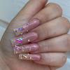 imageBABALAL Coffin Press on Nails Long Fake Nails Glossy Glue Nails Brown Fall Acrylic Nails Ballerina Manicure Stick on False Nails for Women and GirlsO31bling