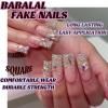 imageBABALAL Coffin Press on Nails Long Fake Nails Glossy Glue Nails Brown Fall Acrylic Nails Ballerina Manicure Stick on False Nails for Women and GirlsO31bling