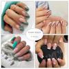 imageBABALAL Coffin Press on Nails Long Fake Nails Glossy Glue Nails Brown Fall Acrylic Nails Ballerina Manicure Stick on False Nails for Women and GirlsRed Swirl