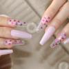 imageBABALAL Coffin Press on Nails Medium Fake Nails Glossy Glue on Nails 24pcs Ballerina Acrylic Nails Glitter Full Cover False NailsNAILN12
