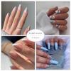 imageBABALAL Coffin Press on Nails Medium Fake Nails Glossy Glue on Nails 24pcs Ballerina Acrylic Nails Glitter Full Cover False NailsNAILN12