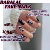 imageBABALAL Heart Press on Nails Medium Square Fake Nails Black White Glue on Nails Romantic Valentine Day Acrylic Nails 24Pcs Cute False Nails Manicure Stick on Nails Squoval Glossy Artificial NailsANTA115