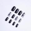 imageBABALAL Heart Press on Nails Medium Square Fake Nails Black White Glue on Nails Romantic Valentine Day Acrylic Nails 24Pcs Cute False Nails Manicure Stick on Nails Squoval Glossy Artificial NailsANTA115