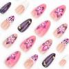 imageBABALAL Heart Press on Nails Medium Square Fake Nails Black White Glue on Nails Romantic Valentine Day Acrylic Nails 24Pcs Cute False Nails Manicure Stick on Nails Squoval Glossy Artificial NailsANTA110