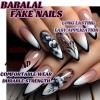 imageBABALAL Heart Press on Nails Medium Square Fake Nails Black White Glue on Nails Romantic Valentine Day Acrylic Nails 24Pcs Cute False Nails Manicure Stick on Nails Squoval Glossy Artificial NailsANTA109