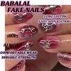 imageBABALAL Heart Press on Nails Medium Square Fake Nails Black White Glue on Nails Romantic Valentine Day Acrylic Nails 24Pcs Cute False Nails Manicure Stick on Nails Squoval Glossy Artificial NailsANTA104