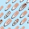 imageBABALAL Heart Press on Nails Medium Square Fake Nails Black White Glue on Nails Romantic Valentine Day Acrylic Nails 24Pcs Cute False Nails Manicure Stick on Nails Squoval Glossy Artificial NailsANTA109
