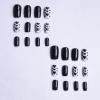 imageBABALAL Heart Press on Nails Medium Square Fake Nails Black White Glue on Nails Romantic Valentine Day Acrylic Nails 24Pcs Cute False Nails Manicure Stick on Nails Squoval Glossy Artificial NailsANTA115