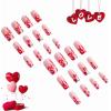 imageBABALAL Heart Press on Nails Medium Square Fake Nails Red Glue on Nails Acrylic Nails Romantic False Nails 24Pcs Squoval Manicure Stick on Nails Gel Nails for Women and GirlANU161