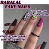 imageBABALAL Heart Press on Nails Medium Square Fake Nails Red Glue on Nails Acrylic Nails Romantic False Nails 24Pcs Squoval Manicure Stick on Nails Gel Nails for Women and GirlANU01