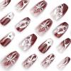 imageBABALAL Heart Press on Nails Medium Square Fake Nails Red Glue on Nails Acrylic Nails Romantic False Nails 24Pcs Squoval Manicure Stick on Nails Gel Nails for Women and GirlANU02