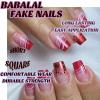 imageBABALAL Heart Press on Nails Medium Square Fake Nails Red Glue on Nails Acrylic Nails Romantic False Nails 24Pcs Squoval Manicure Stick on Nails Gel Nails for Women and GirlANU101