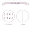 imageBABALAL Medium Length Press on Nails Square Fake Nails Squoval Nails Glossy Acrylic Nails Cow Print Glue on Nails for Women and Girls