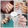 imageBABALAL Ombre Press on Nails Square Fake Nails Short Glue on Nails Squoval Nails White Acrylic Nails Glossy Nails for Women and Girls