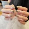 imageBABALAL Oval Press on Nails Round Nails Glitter Fake Nails Medium Artificial Nails Glossy Nails for Women and Girls