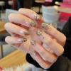 imageBABALAL Oval Press on Nails Round Nails Glitter Fake Nails Medium Artificial Nails Glossy Nails for Women and Girls