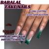 imageBABALAL Press on Nails Long Coffin Fake Nails Blue French Tip Glue on Nails 3d Texture Flower Design Coquette Acrylic Nails 24Pcs Ballerina Handmade Stick on False NailsANK202