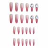 imageBABALAL Press on Nails Long Coffin Fake Nails Blue French Tip Glue on Nails 3d Texture Flower Design Coquette Acrylic Nails 24Pcs Ballerina Handmade Stick on False NailsANK215