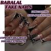 imageBABALAL Press on Nails Long Coffin Fake Nails Blue French Tip Glue on Nails 3d Texture Flower Design Coquette Acrylic Nails 24Pcs Ballerina Handmade Stick on False NailsANK201