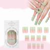imageBABALAL Press on Nails Long Coffin Fake Nails Blue French Tip Glue on Nails 3d Texture Flower Design Coquette Acrylic Nails 24Pcs Ballerina Handmade Stick on False NailsANK204