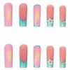 imageBABALAL Press on Nails Long Coffin Fake Nails Blue French Tip Glue on Nails 3d Texture Flower Design Coquette Acrylic Nails 24Pcs Ballerina Handmade Stick on False NailsANK221