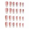 imageBABALAL Press on Nails Long Coffin Fake Nails Blue French Tip Glue on Nails 3d Texture Flower Design Coquette Acrylic Nails 24Pcs Ballerina Handmade Stick on False NailsANK210