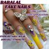 imageBABALAL Press on Nails Long Coffin Fake Nails Blue French Tip Glue on Nails 3d Texture Flower Design Coquette Acrylic Nails 24Pcs Ballerina Handmade Stick on False NailsANK206