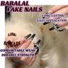 imageBABALAL Press on Nails Long Coffin Fake Nails Blue French Tip Glue on Nails 3d Texture Flower Design Coquette Acrylic Nails 24Pcs Ballerina Handmade Stick on False NailsANK216