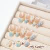 imageBABALAL Press on Nails Long Coffin Fake Nails Blue French Tip Glue on Nails 3d Texture Flower Design Coquette Acrylic Nails 24Pcs Ballerina Handmade Stick on False NailsANK205