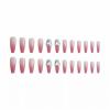 imageBABALAL Press on Nails Long Coffin Fake Nails Blue French Tip Glue on Nails 3d Texture Flower Design Coquette Acrylic Nails 24Pcs Ballerina Handmade Stick on False NailsANK215