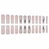 imageBABALAL Press on Nails Long Coffin Fake Nails Blue French Tip Glue on Nails 3d Texture Flower Design Coquette Acrylic Nails 24Pcs Ballerina Handmade Stick on False NailsANK219