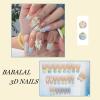 imageBABALAL Press on Nails Long Coffin Fake Nails Blue French Tip Glue on Nails 3d Texture Flower Design Coquette Acrylic Nails 24Pcs Ballerina Handmade Stick on False NailsANK205