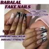 imageBABALAL Press on Nails Long Coffin Fake Nails Blue French Tip Glue on Nails 3d Texture Flower Design Coquette Acrylic Nails 24Pcs Ballerina Handmade Stick on False NailsANK207