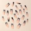 imageBABALAL Press on Nails Long Coffin Fake Nails Blue French Tip Glue on Nails 3d Texture Flower Design Coquette Acrylic Nails 24Pcs Ballerina Handmade Stick on False NailsANK201