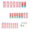 imageBABALAL Press on Nails Long Coffin Fake Nails Blue French Tip Glue on Nails 3d Texture Flower Design Coquette Acrylic Nails 24Pcs Ballerina Handmade Stick on False NailsANK221