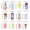 imageBABALAL Press on Nails Long Coffin Fake Nails Blue French Tip Glue on Nails 3d Texture Flower Design Coquette Acrylic Nails 24Pcs Ballerina Handmade Stick on False NailsANK213