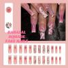 imageBABALAL Press on Nails Long Coffin Fake Nails Blue French Tip Glue on Nails 3d Texture Flower Design Coquette Acrylic Nails 24Pcs Ballerina Handmade Stick on False NailsANK212