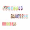 imageBABALAL Press on Nails Long Coffin Fake Nails Blue French Tip Glue on Nails 3d Texture Flower Design Coquette Acrylic Nails 24Pcs Ballerina Handmade Stick on False NailsANK213