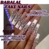 imageBABALAL Press on Nails Long Coffin Fake Nails Blue French Tip Glue on Nails 3d Texture Flower Design Coquette Acrylic Nails 24Pcs Ballerina Handmade Stick on False NailsANK219