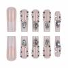 imageBABALAL Press on Nails Long Coffin Fake Nails Blue French Tip Glue on Nails 3d Texture Flower Design Coquette Acrylic Nails 24Pcs Ballerina Handmade Stick on False NailsANK219