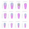 imageBABALAL Press on Nails Long Coffin Fake Nails Blue French Tip Glue on Nails 3d Texture Flower Design Coquette Acrylic Nails 24Pcs Ballerina Handmade Stick on False NailsANK211