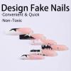imageBABALAL Press on Nails Long Coffin Fake Nails Blue French Tip Glue on Nails 3d Texture Flower Design Coquette Acrylic Nails 24Pcs Ballerina Handmade Stick on False NailsANK207