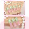 imageBABALAL Press on Nails Long Coffin Fake Nails Blue French Tip Glue on Nails 3d Texture Flower Design Coquette Acrylic Nails 24Pcs Ballerina Handmade Stick on False NailsANK204